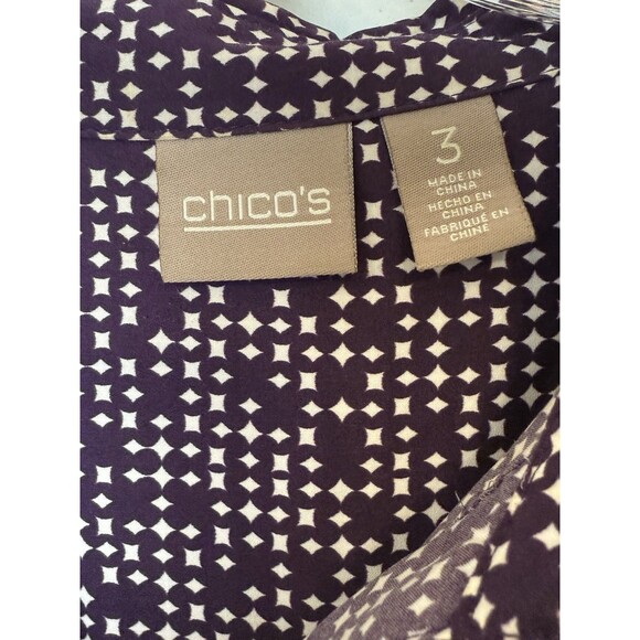 Chico's 3XL Purple Dot Print Blouse Button Down Long Sleeve Minimalist Fall Chic - Picture 3 of 13